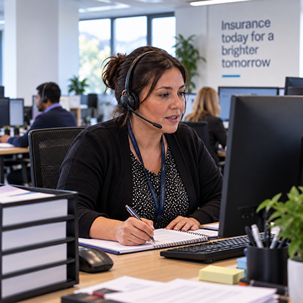 Insurance claims handler processing a mobile phone theft claim
