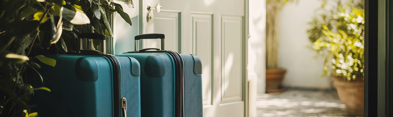 Suitcases by a front door