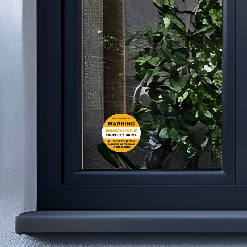 Immobilise property marking window decal