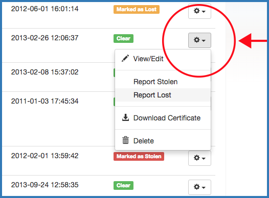 Gear button dropdown